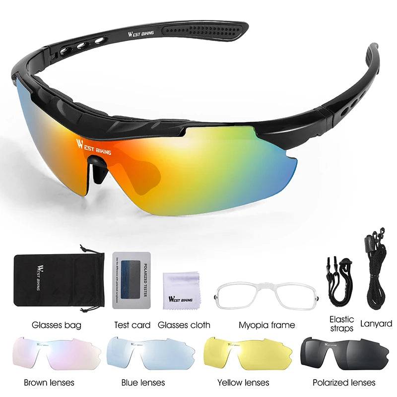 
                  
                    WEST BIKING Cycling Polarized Sunglasses Bike Motorcycle Windproof Trending Glasses 5 Lens UV400 MTB Goggles With Myopia Frame
                  
                