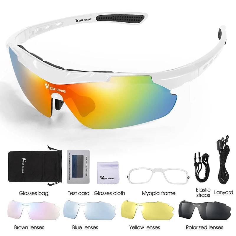 
                  
                    WEST BIKING Cycling Polarized Sunglasses Bike Motorcycle Windproof Trending Glasses 5 Lens UV400 MTB Goggles With Myopia Frame
                  
                