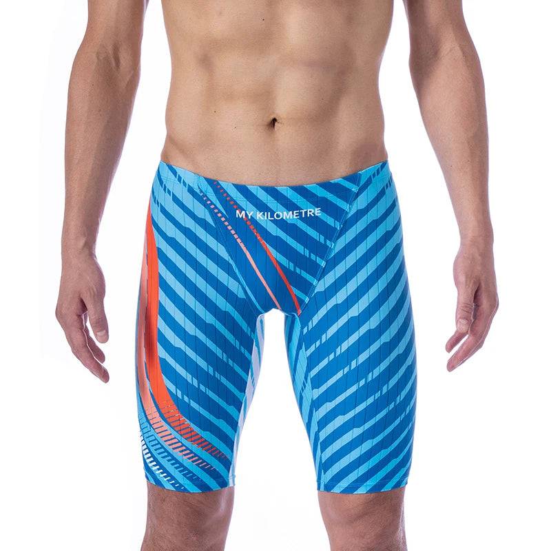 MY KILOMETRE Men's Swimming Trunks Professional Athletic Swim Jammers Swimwear Men Swimsuit Durable Training Swimming Shorts