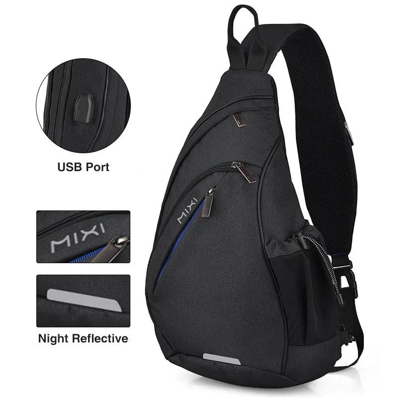 
                  
                    Mixi Men One Shoulder Backpack Women Sling Bag Crossbody USB Boys Cycling Sports Travel Versatile Fashion Bag Student School
                  
                