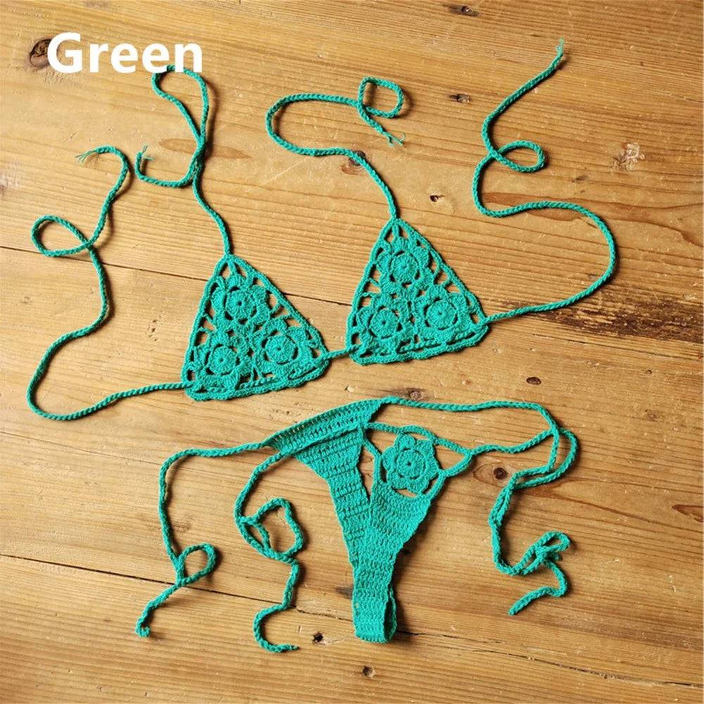 
                  
                    Crochet Bikini Set G-String Lace Up Thong Beach Swimwear Sexy Swimsuit Bra Set
                  
                