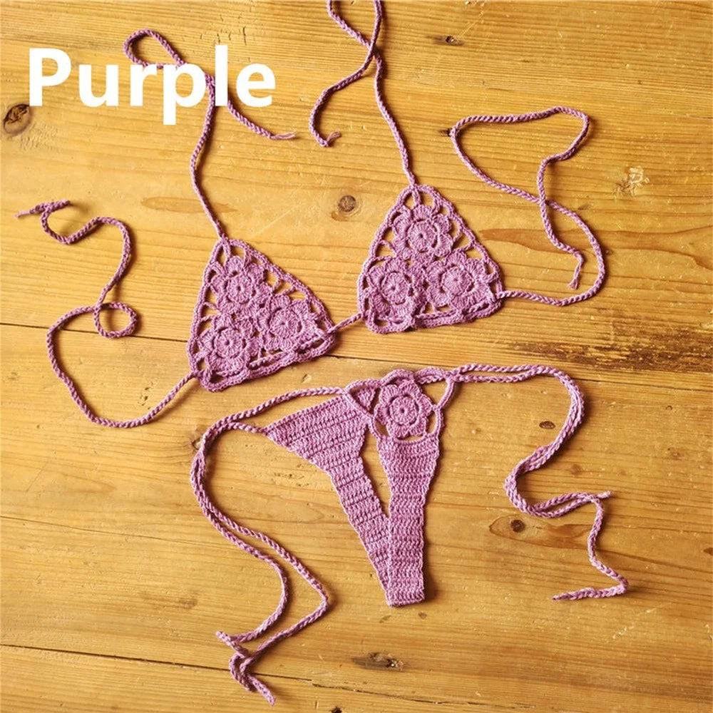 
                  
                    Crochet Bikini Set G-String Lace Up Thong Beach Swimwear Sexy Swimsuit Bra Set
                  
                