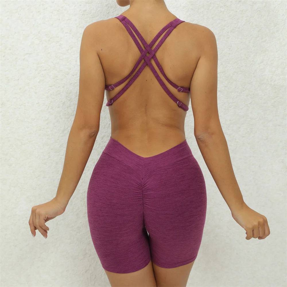 
                  
                    2024 Nylon Pad Women Yoga Set Rompers One Piece Jumpsuit Gym Exercise Legging Fitness Workout Pant Active Wear Outfit Suit
                  
                