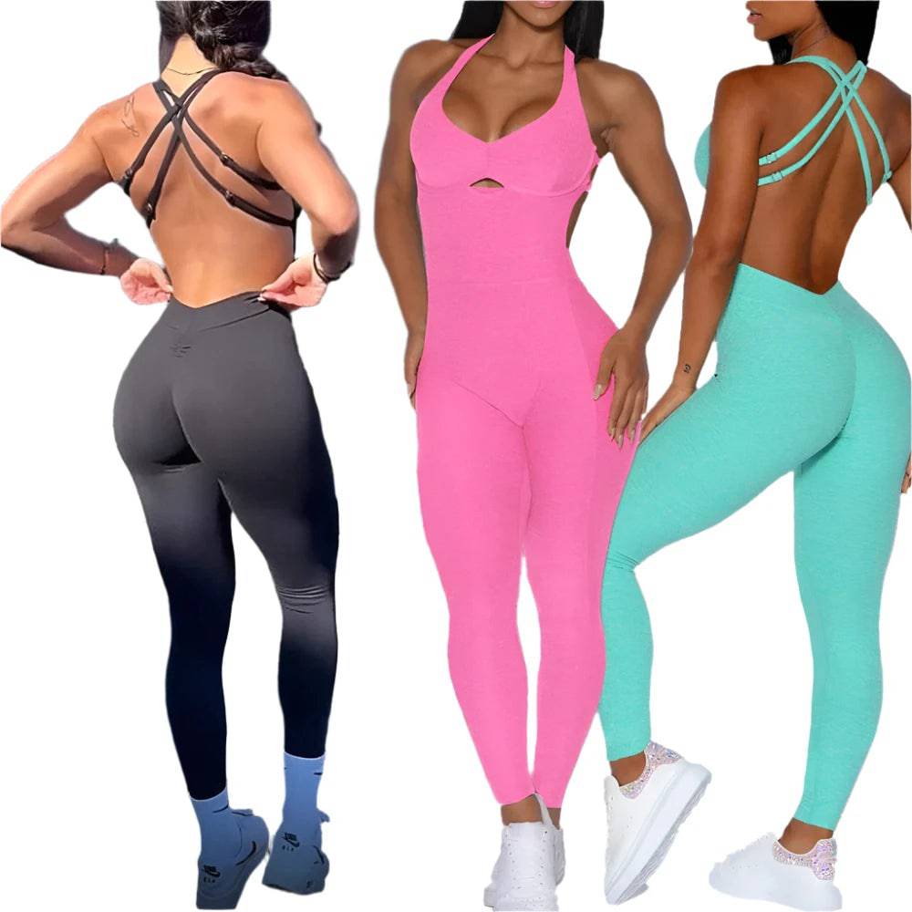 2024 Nylon Pad Women Yoga Set Rompers One Piece Jumpsuit Gym Exercise Legging Fitness Workout Pant Active Wear Outfit Suit