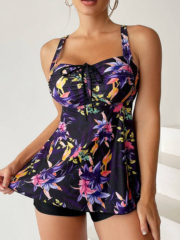 
                  
                    2023 Floral Printed Tankini Set Two Piece Swimsuit Short Women Drawstring Swimwear Female Bathing Suit Beachwear Swimming Summer
                  
                