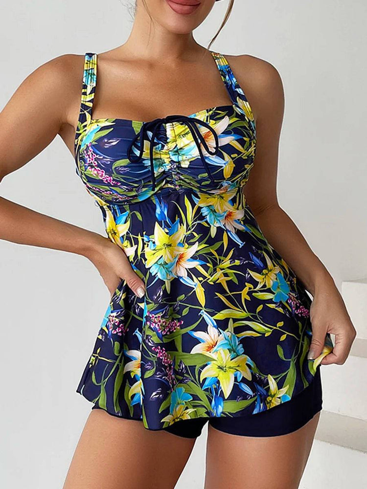 
                  
                    2023 Floral Printed Tankini Set Two Piece Swimsuit Short Women Drawstring Swimwear Female Bathing Suit Beachwear Swimming Summer
                  
                