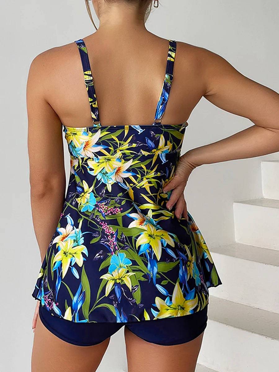 
                  
                    2023 Floral Printed Tankini Set Two Piece Swimsuit Short Women Drawstring Swimwear Female Bathing Suit Beachwear Swimming Summer
                  
                