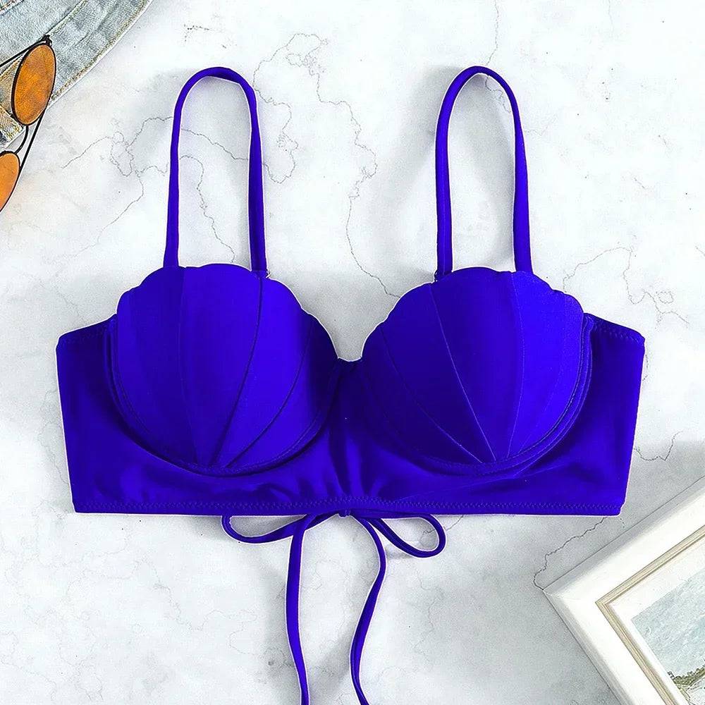 
                  
                    New Sexy Women Swimsuit Bikini Top Underwire Shell Bag Sling Solid Color Swimwear Brazilian Biquini Beachwear Bandage Swimwear
                  
                