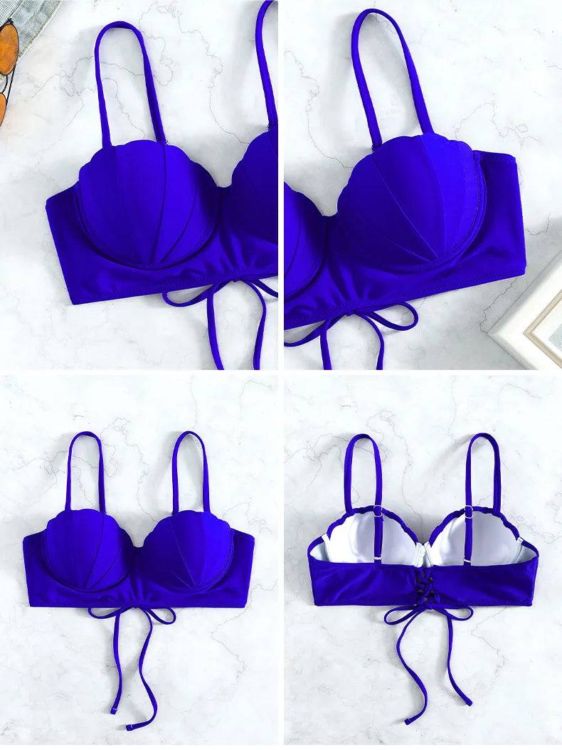 
                  
                    New Sexy Women Swimsuit Bikini Top Underwire Shell Bag Sling Solid Color Swimwear Brazilian Biquini Beachwear Bandage Swimwear
                  
                