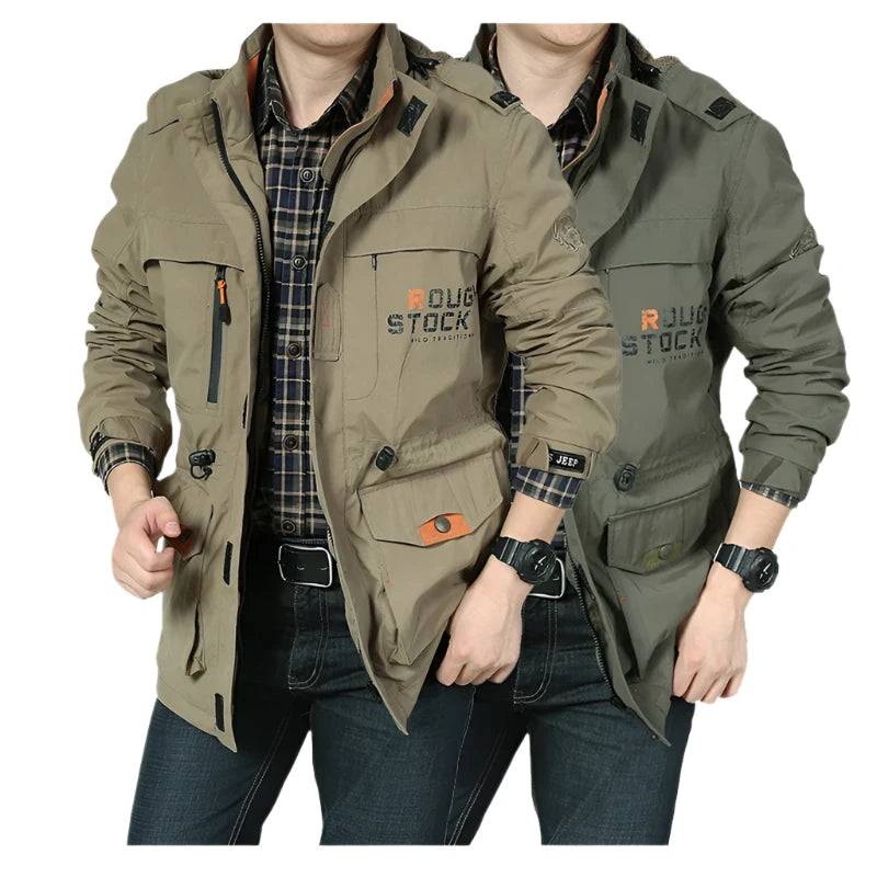 DIMUSI Men's Jackets Casual Outwear Hiking Windbreaker Hooded Coats Fashion Army Cargo Bomber Jackets Mens Clothing