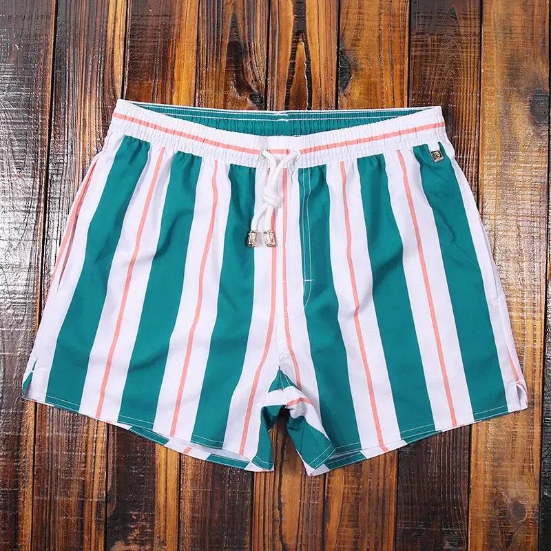 
                  
                    Men Clothing 2023 Beach Pants Men's Beach Vacation White Striped Shorts Hot Spring Swimming Trunks with Lining
                  
                