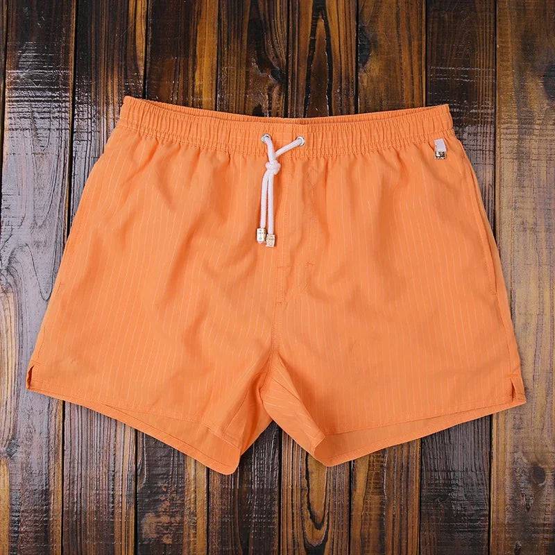 
                  
                    Men Clothing 2023 Beach Pants Men's Beach Vacation White Striped Shorts Hot Spring Swimming Trunks with Lining
                  
                