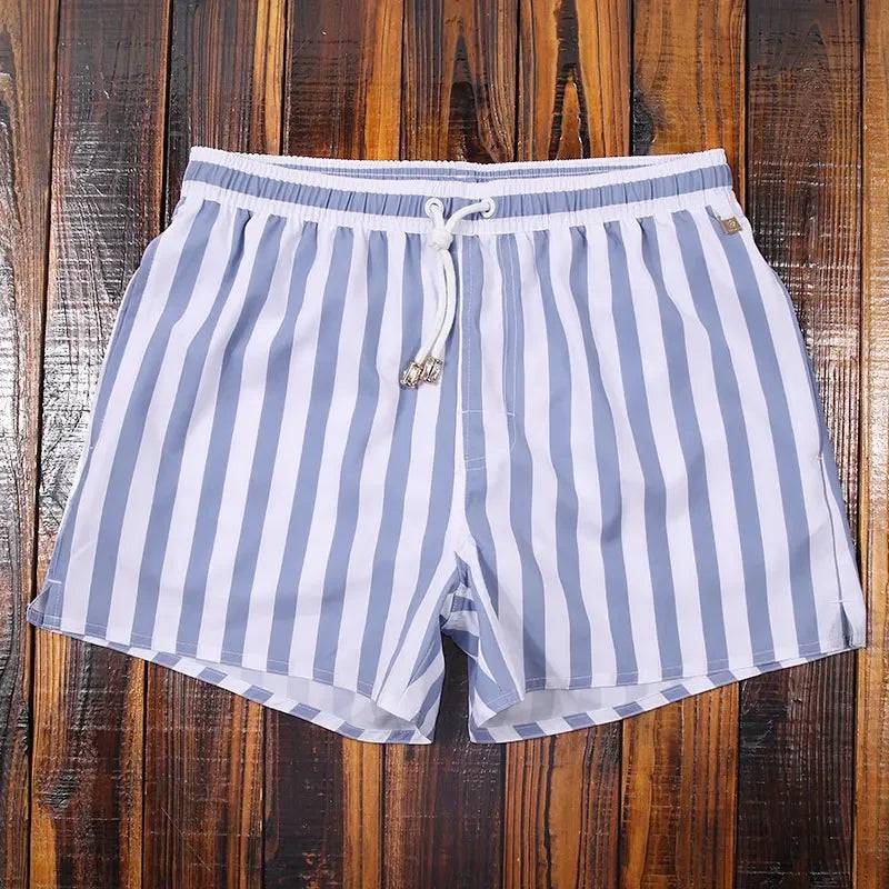 
                  
                    Men Clothing 2023 Beach Pants Men's Beach Vacation White Striped Shorts Hot Spring Swimming Trunks with Lining
                  
                