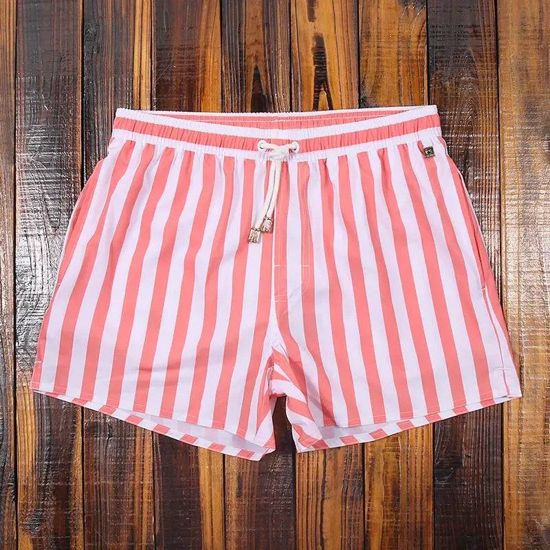 
                  
                    Men Clothing 2023 Beach Pants Men's Beach Vacation White Striped Shorts Hot Spring Swimming Trunks with Lining
                  
                