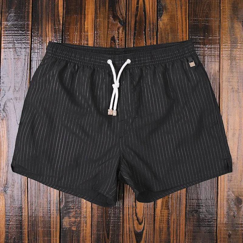 
                  
                    Men Clothing 2023 Beach Pants Men's Beach Vacation White Striped Shorts Hot Spring Swimming Trunks with Lining
                  
                