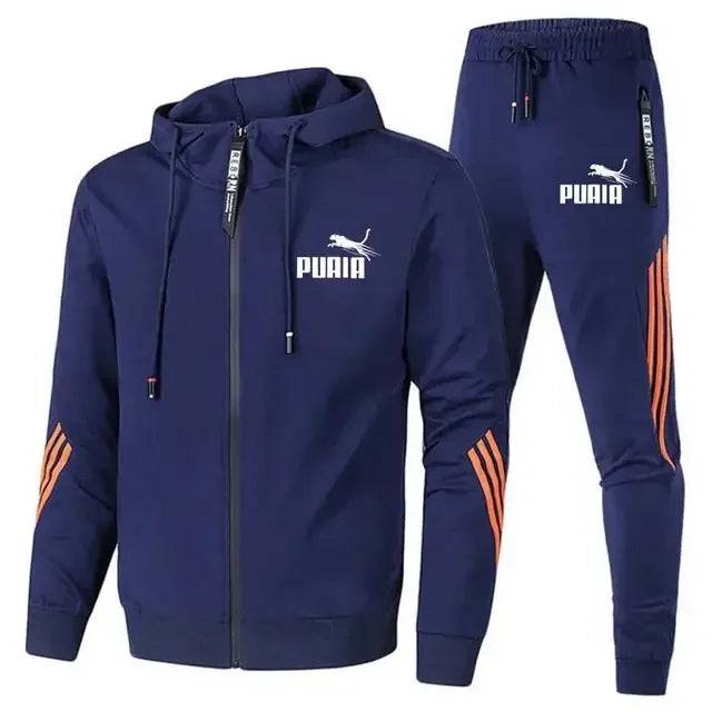 
                  
                    Fashion Tracksuit Men Suit Autumn New Zipper Cardigan Jacket+Sweatpants Stripe Running Fitness Basketball Jogging 2 Piece Set
                  
                