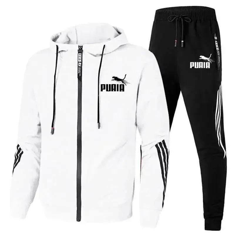 
                  
                    Fashion Tracksuit Men Suit Autumn New Zipper Cardigan Jacket+Sweatpants Stripe Running Fitness Basketball Jogging 2 Piece Set
                  
                