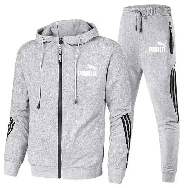 
                  
                    Fashion Tracksuit Men Suit Autumn New Zipper Cardigan Jacket+Sweatpants Stripe Running Fitness Basketball Jogging 2 Piece Set
                  
                