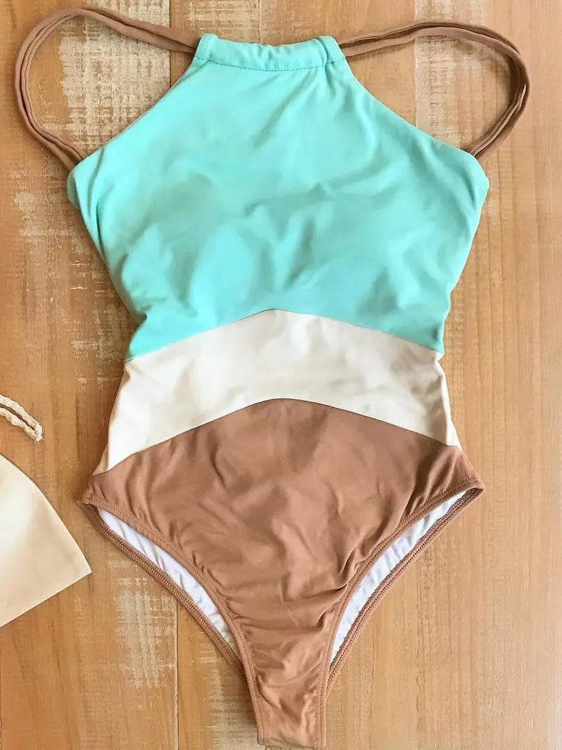 
                  
                    2022 Patchwork One Piece Swimsuit Swimwear High Neck Bodysuit Bathing Suit Women Piece Swimwear Beach Wear Monokini
                  
                