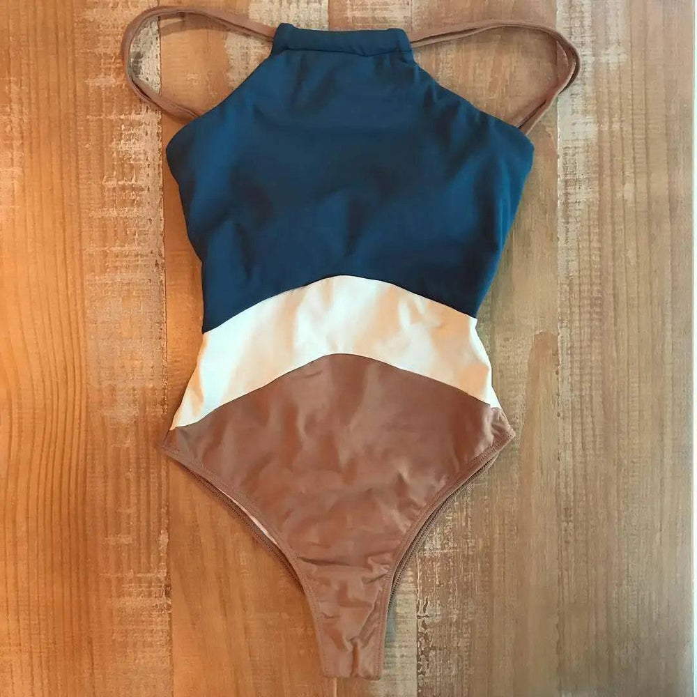 
                  
                    2022 Patchwork One Piece Swimsuit Swimwear High Neck Bodysuit Bathing Suit Women Piece Swimwear Beach Wear Monokini
                  
                