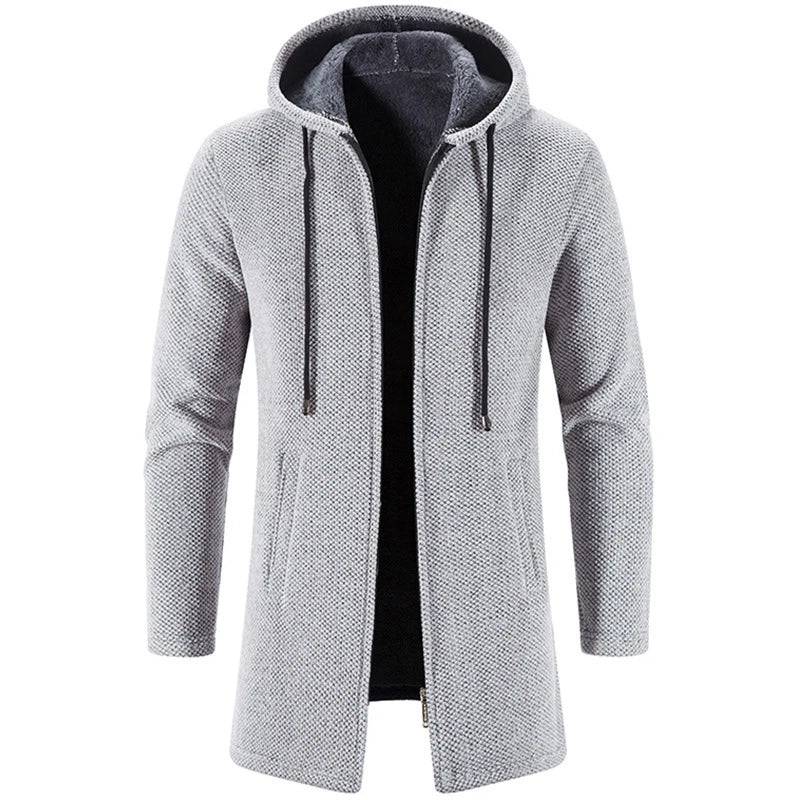 Winter Men's Cardigan Sweaters Fashion Male Long Knitted Sweater Cashmere Coats Casual Knitted Zipper Hooded Top Clothing