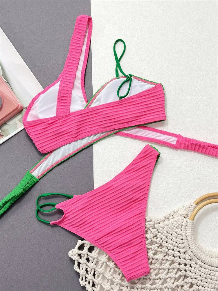 
                  
                    Para Praia 2024 Asymmetric One Shoulder Bikini Set Female Patchwork Brazilian Swimsuit Women Swimwear Bandage Bathing Suit
                  
                