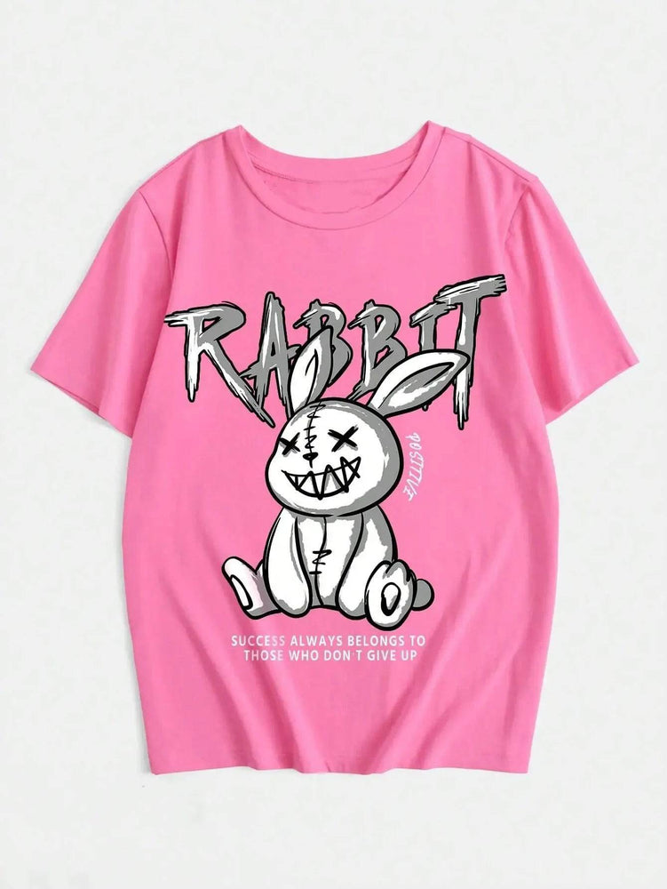 
                  
                    Kawaii Rabbit Printed Tops Cotton T-Shirts For Womens Fashion Casual Soft Short Sleeve Loose Tees Comfortable Street Clothes
                  
                