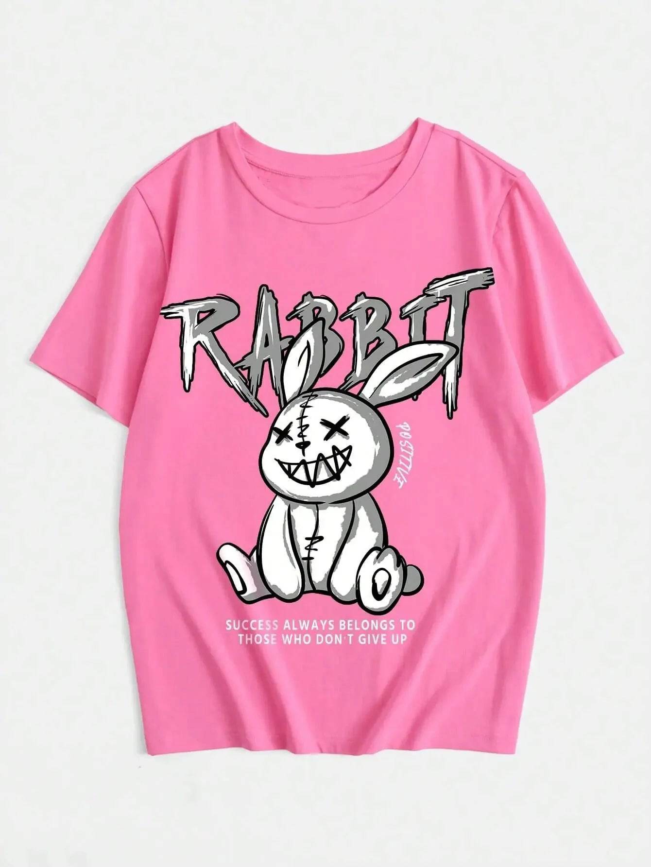 
                  
                    Kawaii Rabbit Printed Tops Cotton T-Shirts For Womens Fashion Casual Soft Short Sleeve Loose Tees Comfortable Street Clothes
                  
                