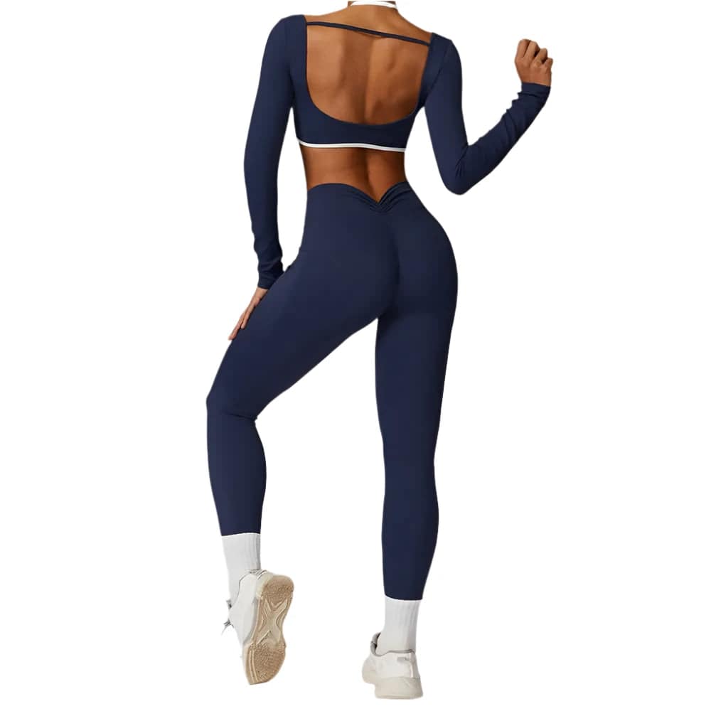 Women Tracksuit Yoga Set 2PCS Sport Suit GymWorkout Clothes Long Sleeve Gym Crop Top High Waist Leggings Fitness Bra Sports Wear