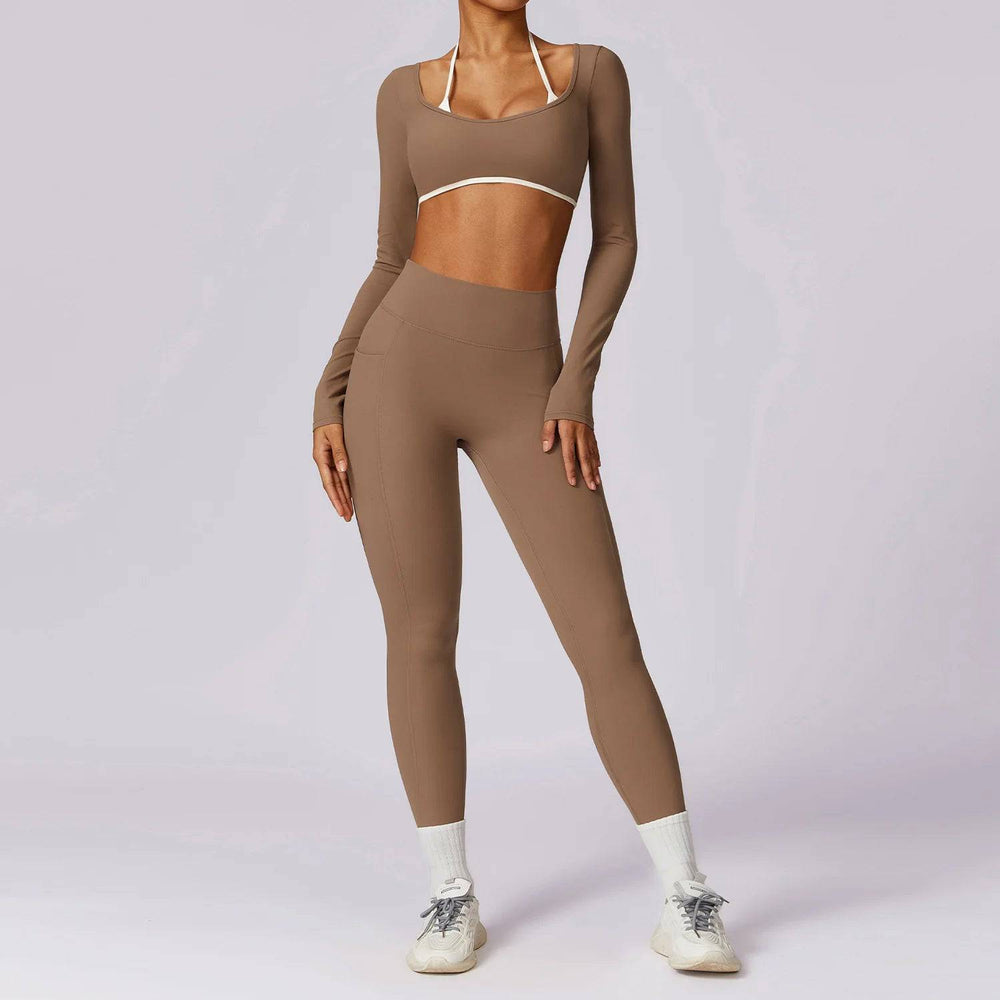 
                  
                    Women Tracksuit Yoga Set 2PCS Sport Suit GymWorkout Clothes Long Sleeve Gym Crop Top High Waist Leggings Fitness Bra Sports Wear
                  
                