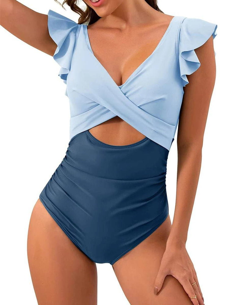 
                  
                    2024 Hollow Out Cross Ztvitality Swimsuit One Piece Solid Ruffle Swimwear Women Bathing Swimming Swim Suit Female Beach Wear
                  
                