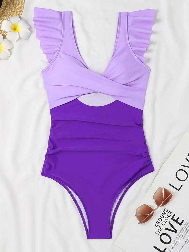 
                  
                    2024 Hollow Out Cross Ztvitality Swimsuit One Piece Solid Ruffle Swimwear Women Bathing Swimming Swim Suit Female Beach Wear
                  
                