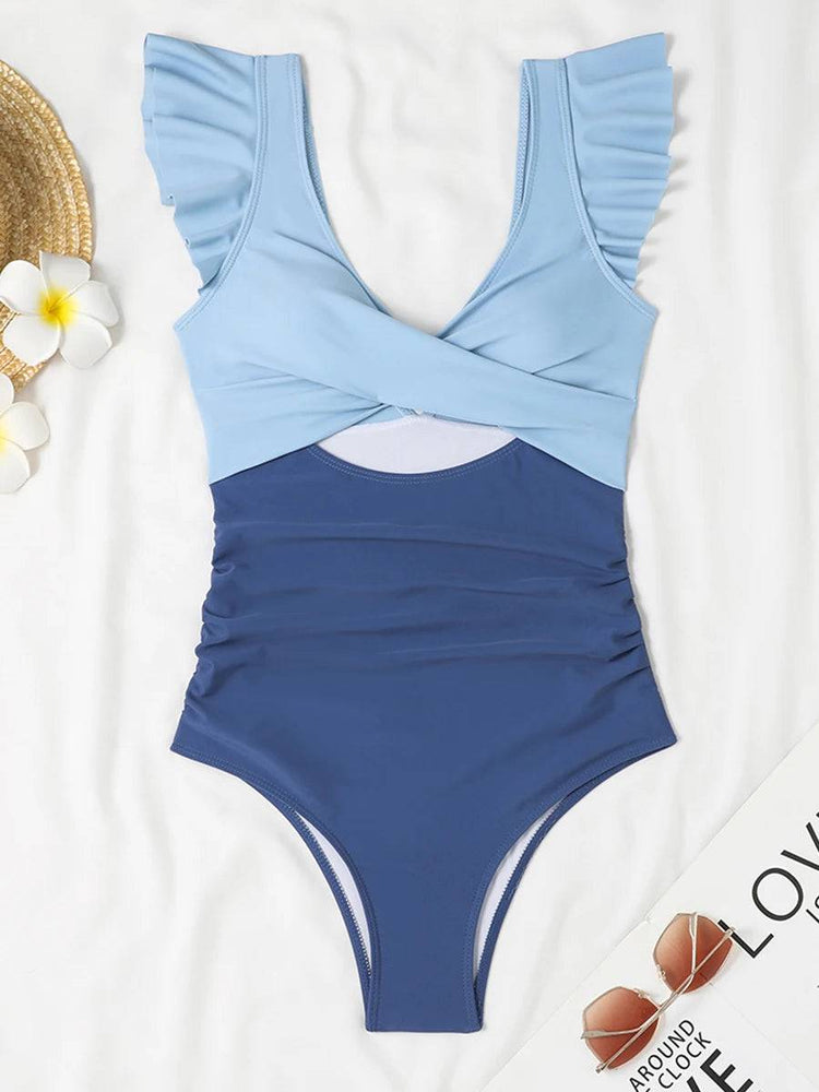 
                  
                    2024 Hollow Out Cross Ztvitality Swimsuit One Piece Solid Ruffle Swimwear Women Bathing Swimming Swim Suit Female Beach Wear
                  
                