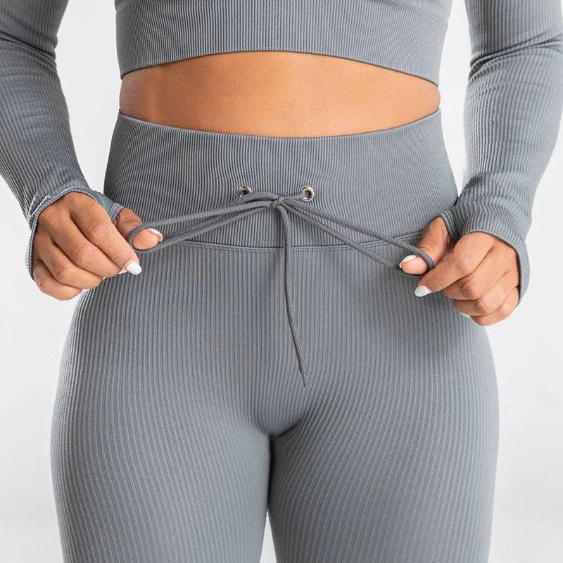 
                  
                    2/3Pcs Women's Tracksuit Seamless Ribbed Yoga Set Fitness Long Sleeve Shirts Crop Top Sport Bra High Waist Leggings Gym Clothing
                  
                