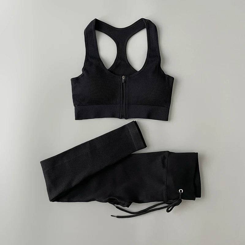 
                  
                    2/3Pcs Women's Tracksuit Seamless Ribbed Yoga Set Fitness Long Sleeve Shirts Crop Top Sport Bra High Waist Leggings Gym Clothing
                  
                