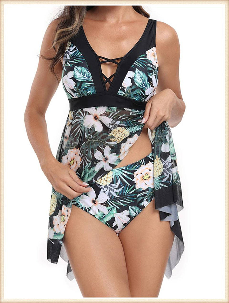 
                  
                    2024 V-neck Tankini Set 2-Piece Swimsuit Women Printed Swimwear Summer Bathers Beachwear Female Straps Bathing Swimming Suit 2XL
                  
                