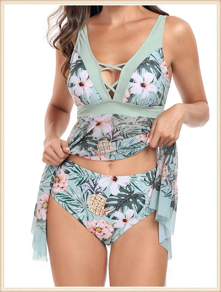 
                  
                    2024 V-neck Tankini Set 2-Piece Swimsuit Women Printed Swimwear Summer Bathers Beachwear Female Straps Bathing Swimming Suit 2XL
                  
                