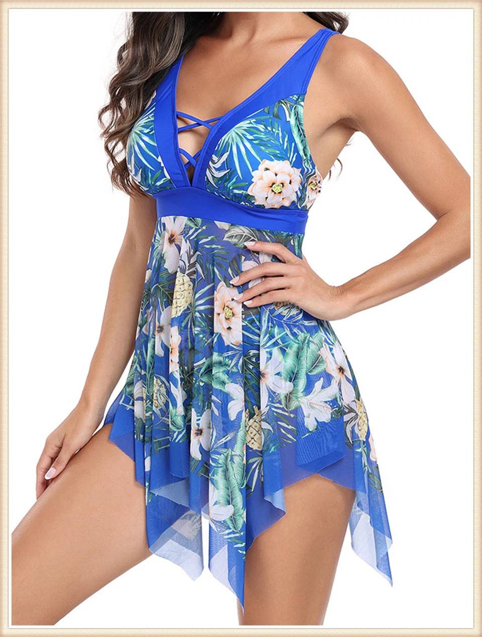 
                  
                    2024 V-neck Tankini Set 2-Piece Swimsuit Women Printed Swimwear Summer Bathers Beachwear Female Straps Bathing Swimming Suit 2XL
                  
                