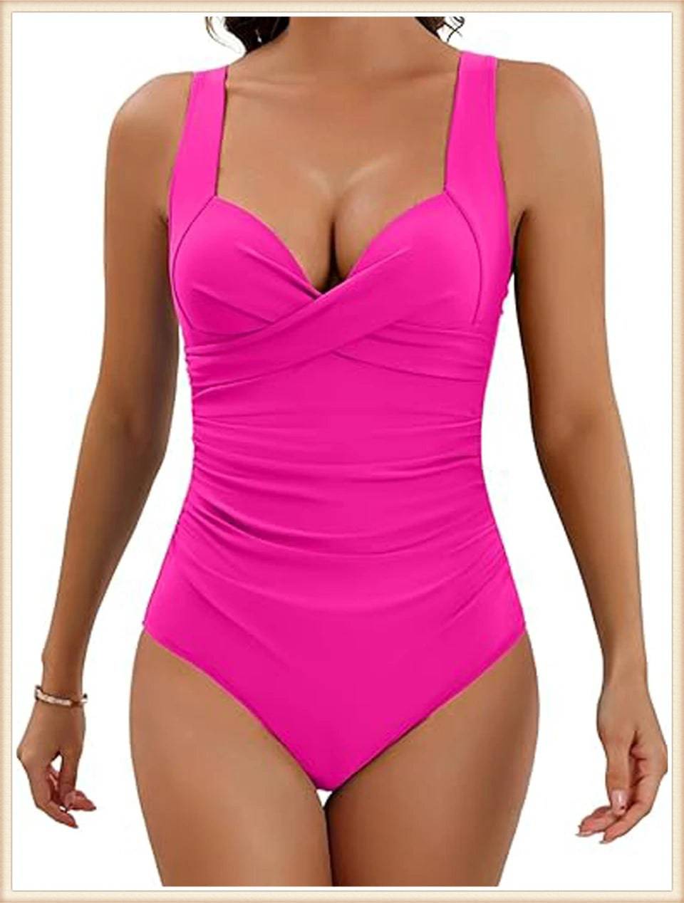 
                  
                    2024 Plain Ruched Swimsuit Women One Piece Solid Swimwear Female Beachwear Bathers Bathing Swimming Swim Bodysuit Summer
                  
                