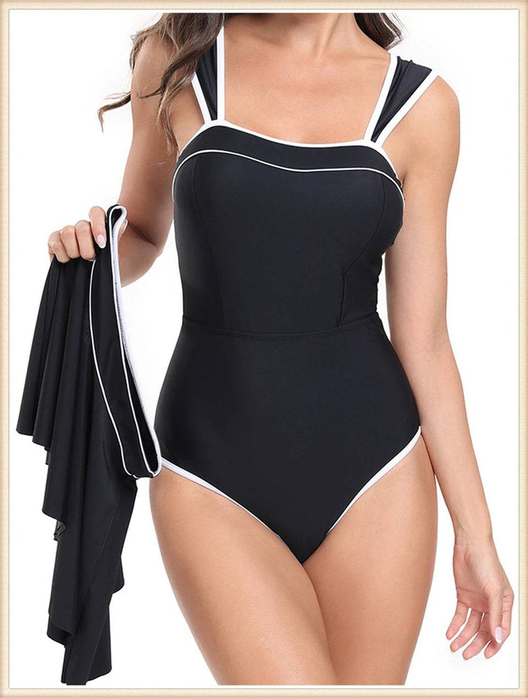 
                  
                    2 Piece Solid Bodysuit With Beach Skirt 2024 Women New Padded Bikinis Swimwear Summer Beachwear Female Bathing Swimming Suit
                  
                