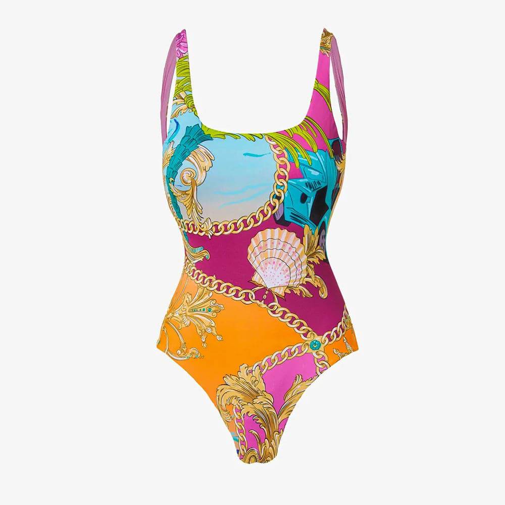 
                  
                    Round Neck Shell Printed One Piece Swimsuit and Sarong Clearance Wholesale
                  
                