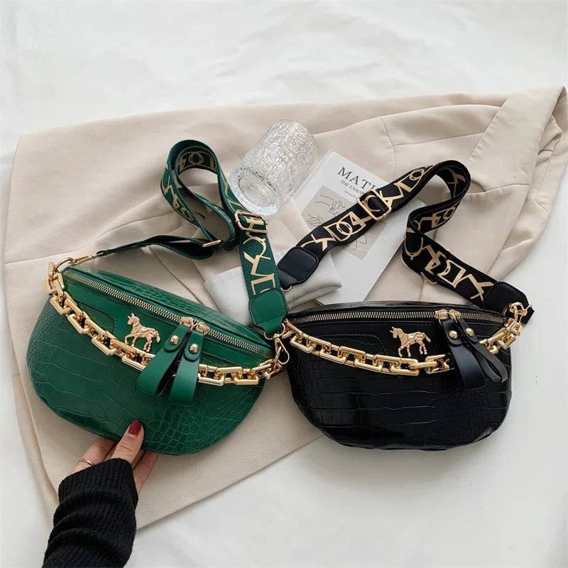 
                  
                    Thick Chain Women's Waist Bag Fanny Pack Fashion Shoulder Crossbody Chest Bags Female Belt Bag Crocodile Shoulder Bag
                  
                