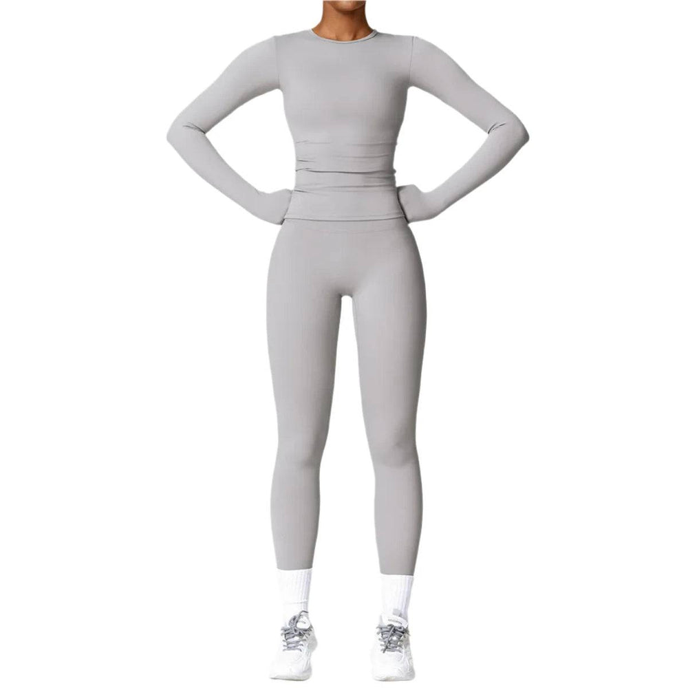 2PCS Yoga Set Women's Sportswear Yoga Clothes Fitness Long Sleeve  Tracksuits Sports Suit Gym Top High Waist Leggings Women sets