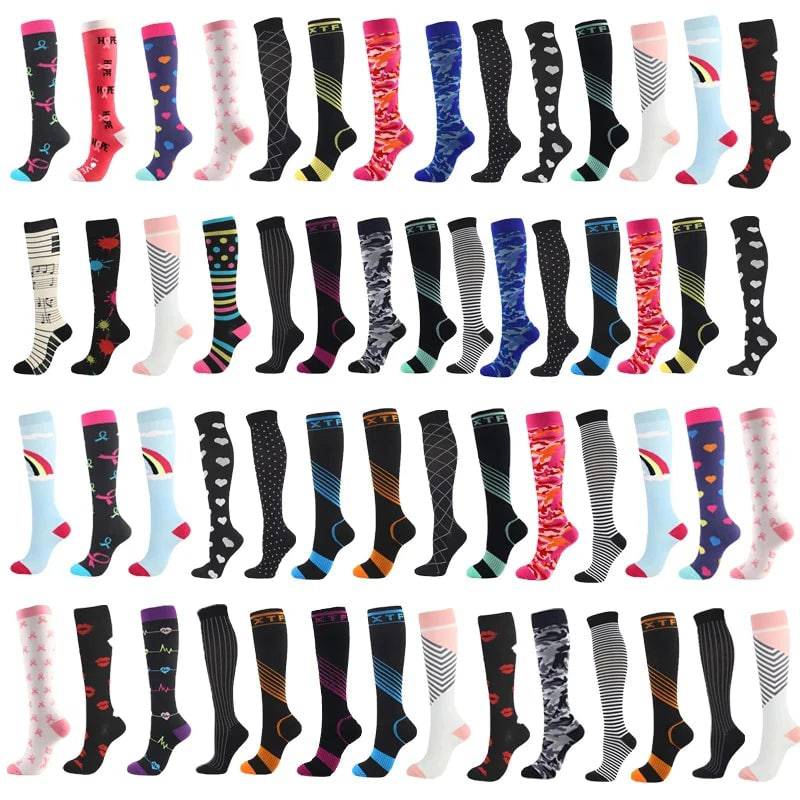 Elite Men's and Women's Compression Socks for Sports Varicose Vein Cycling Golf Strategy Socks with Eye-Catching Design