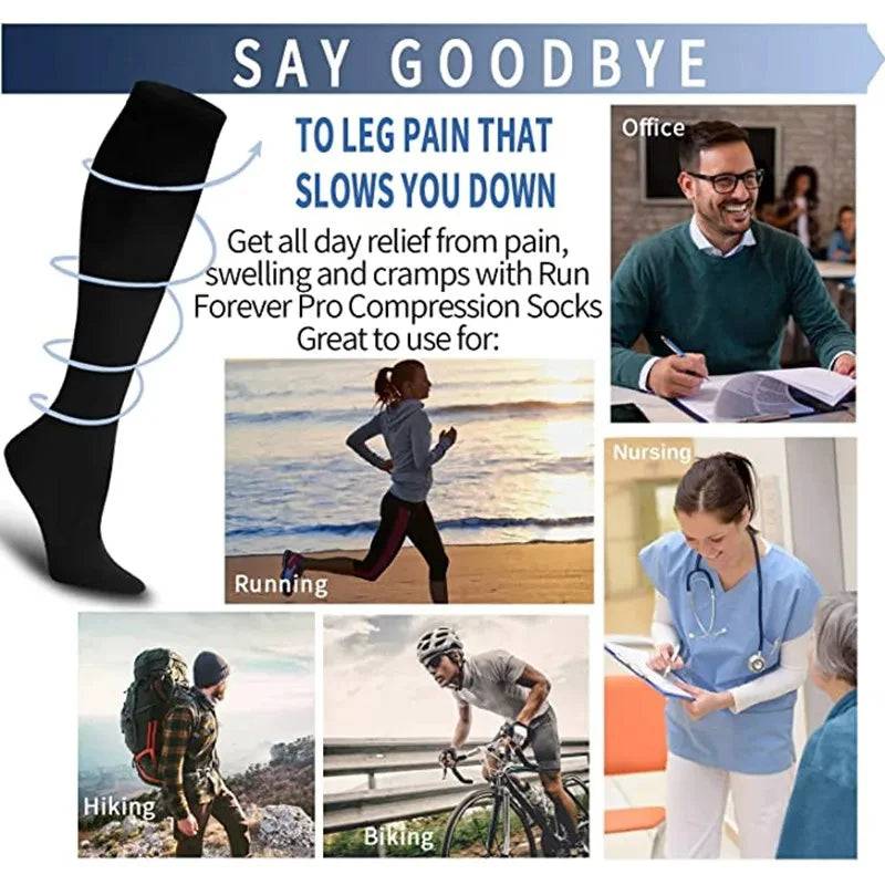 
                  
                    6 Pairs Compression Socks Men Women Hiking Running Varicose Veins Pregnancy Swelling Knee Socks  Marathon Sports Cycling New
                  
                