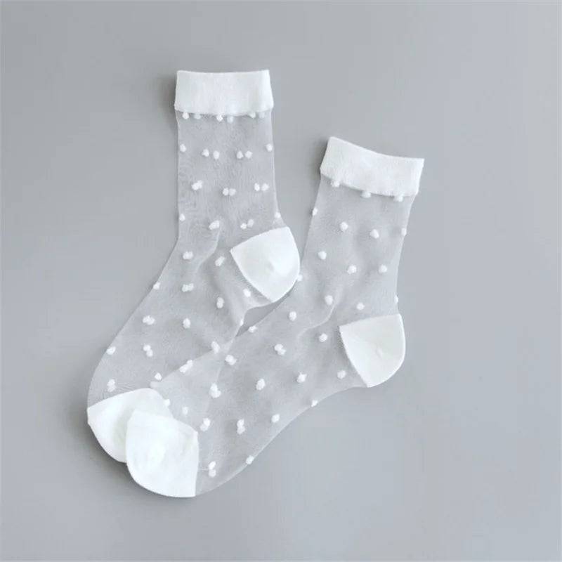 
                  
                    Breathable Mesh Polka Dots Harajuku Socks for Women Sexy Fishnet Yarn Ladies Hosiery Sox Transparent Ankle Length
                  
                