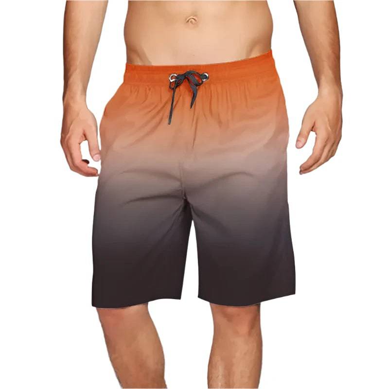 Gradient Swimming Trunks Mens Beach Pants Hot Spring Summer Holiday Shorts Lace Up Pocket Elastic Rise Shorts For Man шорты