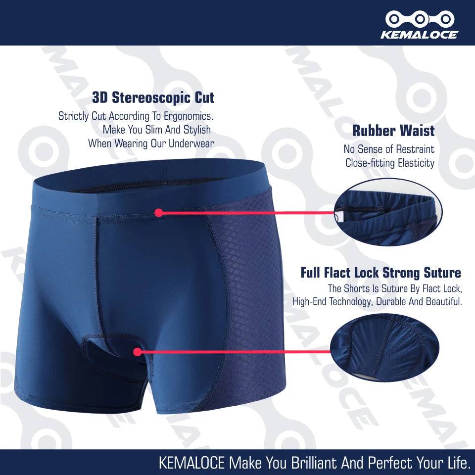 
                  
                    KEMALOCE Cycling Underwear Men 5D Gel Padded Shockproof Bike Shorts Blue&Grey&White&Purple Cycling Shots MTB  Bicycle Underpant
                  
                