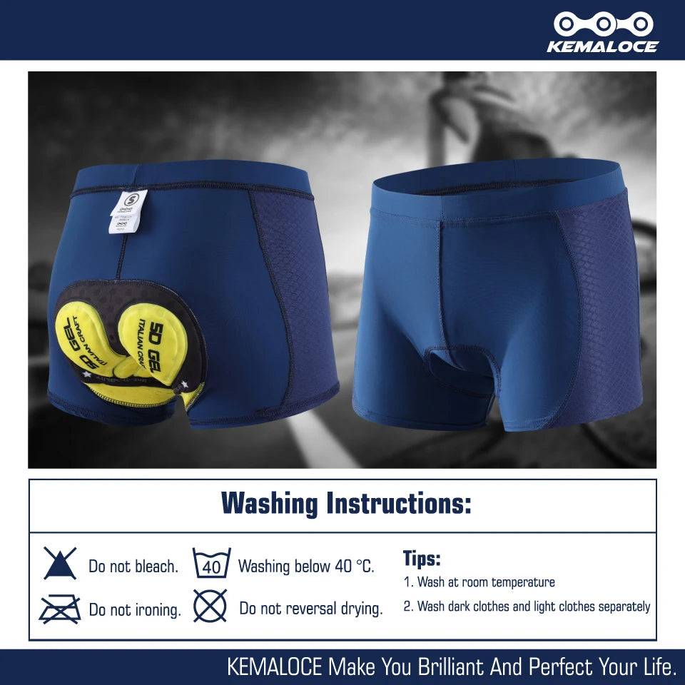 
                  
                    KEMALOCE Cycling Underwear Men 5D Gel Padded Shockproof Bike Shorts Blue&Grey&White&Purple Cycling Shots MTB  Bicycle Underpant
                  
                