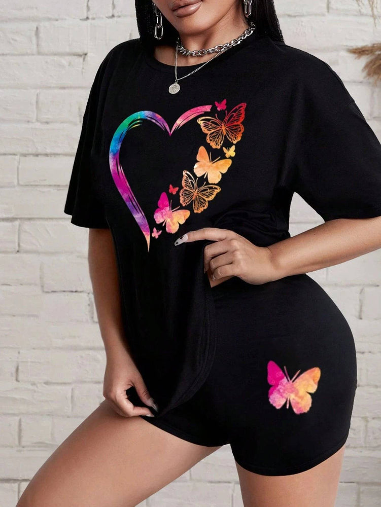 
                  
                    The Love Strung Together By Butterflies Printing Women T Shirts Two Piece Set Fashion Short Sets Comfortable Basic Shirt Shorts
                  
                